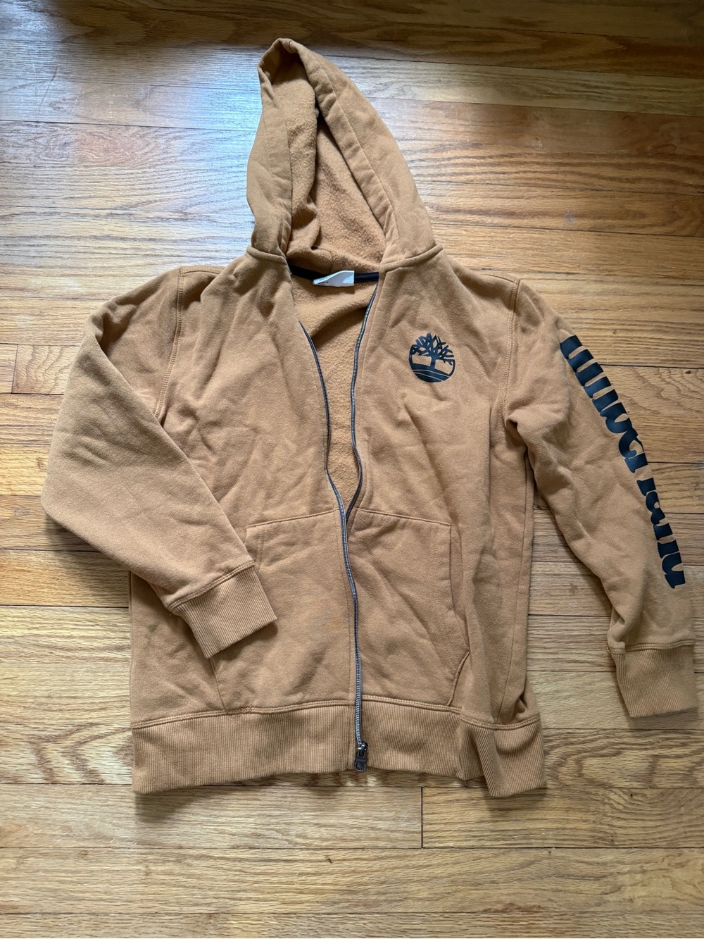 Timberland Tan/Brown Hooded Zip Jacket with Logo Tag